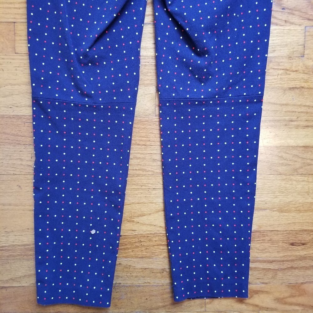 J Crew Women's Sweet Navy Polk Dot Stretch Pants - Picture 9 of 10